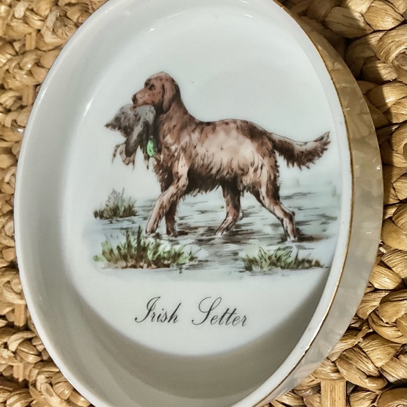 Vintage Enesco Irish Setter Hunting Dog Collectible Ceramic Ashtray Coin Tray - Picture 2 of 5